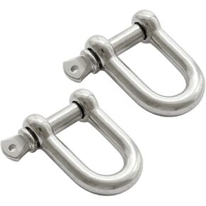 Sosoport 2pcs 304 Rugged Off Road Shackles Stainless Steel Anchor Shackle Lifting Sailing Bracelet Anchor Chain d Shackle Stainless d Ring Shackle Ring Hook Carabiner Screw Heavy Rigging
