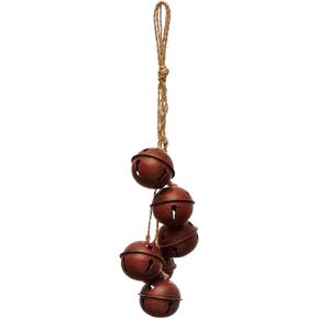 Creative Co-Op Metal Bells on Jute Hanger, Distressed Red