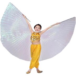 Women Professional Belly Dance Isis Wings 360 Degree Angle Wings with Sticks (Children, losed)