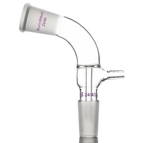 Glass 105 Degree Bent Vacuum Take Off Adapter, Short Stem with 24/40 Joints