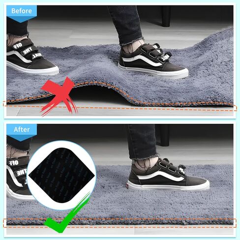 مقابض سجاد FYY - 12 قطعة من وسادات سجاد غير قابلة للانزلاق للأرضيات الصلبة والبلاط، شريط سجاد مزدوج الجوانب قابل لإعادة الاستخدام وقابل للغسل لسجاد المنطقة، مقابض سجاد مضادة للانزلاق تحافظ على البساط في مكانه وتجعل الزاوية مسطحة in Kuwait