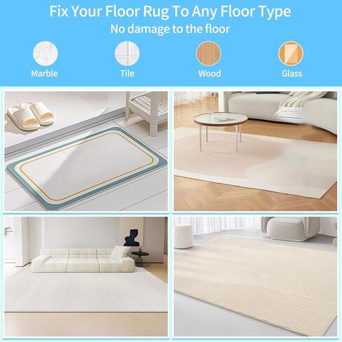 مقابض سجاد FYY - 12 قطعة من وسادات سجاد غير قابلة للانزلاق للأرضيات الصلبة والبلاط، شريط سجاد مزدوج الجوانب قابل لإعادة الاستخدام وقابل للغسل لسجاد المنطقة، مقابض سجاد مضادة للانزلاق تحافظ على البساط في مكانه وتجعل الزاوية مسطحة in Kuwait