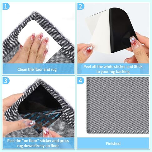 مقابض سجاد FYY - 12 قطعة من وسادات سجاد غير قابلة للانزلاق للأرضيات الصلبة والبلاط، شريط سجاد مزدوج الجوانب قابل لإعادة الاستخدام وقابل للغسل لسجاد المنطقة، مقابض سجاد مضادة للانزلاق تحافظ على البساط في مكانه وتجعل الزاوية مسطحة in Kuwait