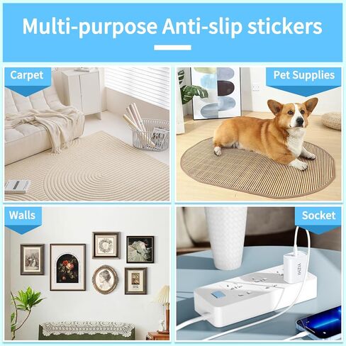 مقابض سجاد FYY - 12 قطعة من وسادات سجاد غير قابلة للانزلاق للأرضيات الصلبة والبلاط، شريط سجاد مزدوج الجوانب قابل لإعادة الاستخدام وقابل للغسل لسجاد المنطقة، مقابض سجاد مضادة للانزلاق تحافظ على البساط في مكانه وتجعل الزاوية مسطحة in Kuwait