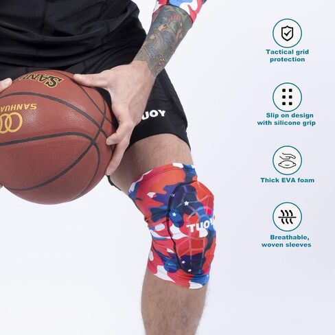 Padded Knee Pads Basketball Volleyball Football Antislip Sports Knee Brace for Adults (1Pair) in Saudi Arabia