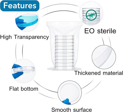 30 PCS 90mm 2 Compartments Plastic Petri Dish with Lids, Sterile with 10PCS 10uL Inoculation Loops in Saudi Arabia