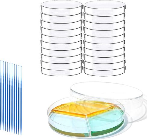 30 PCS 90mm 2 Compartments Plastic Petri Dish with Lids, Sterile with 10PCS 10uL Inoculation Loops in Saudi Arabia