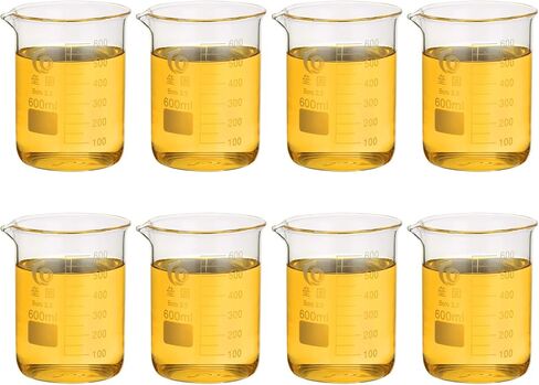 PATIKIL 250ml Low Form Glass Beaker, 8Pcs 3.3 Borosilicate Glass Beakers Graduated Measuring Cup with Spout for Lab Experiment, Cooking and Baking, Clear in Saudi Arabia