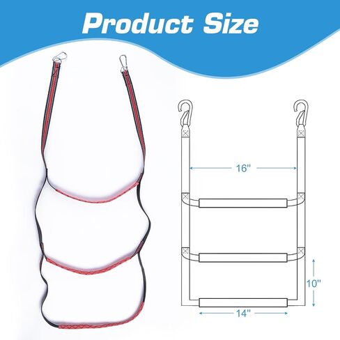 CHANGE MOORE Boat Rope Ladder, Heavy Duty Climbing Rope, Trailer Ladder, Removable Boat Ladder, Rope Ladder for inflatable boat, kayak, outdoor fishing boat, inflatable fishing boat (Blue, 3 Step) in Saudi Arabia