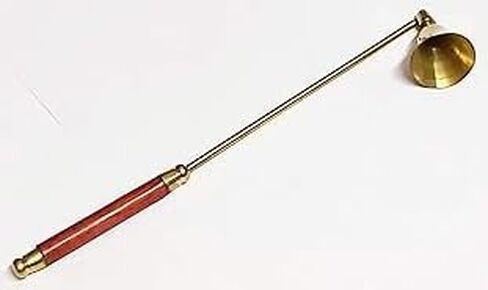 Brass candle snuffer/wick snuffer with 10" long handle to safely extinguish wicks and prevent a spray of wax or burns with wooden Grip in Saudi Arabia