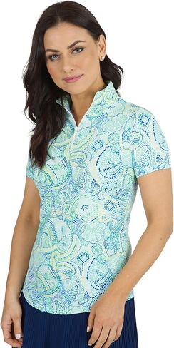 IBKUL Athleisure Wear Sun Protective UPF 50+ Icefil Cooling Tech Mariel Print Short Sleeve Mock Neck – 17483 in Saudi Arabia