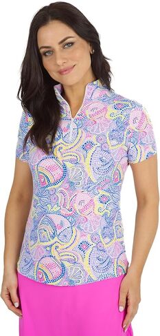 IBKUL Athleisure Wear Sun Protective UPF 50+ Icefil Cooling Tech Mariel Print Short Sleeve Mock Neck – 17483 in Saudi Arabia