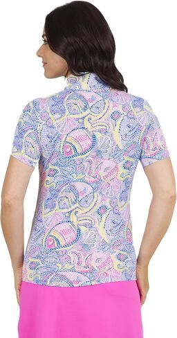 IBKUL Athleisure Wear Sun Protective UPF 50+ Icefil Cooling Tech Mariel Print Short Sleeve Mock Neck – 17483 in Saudi Arabia