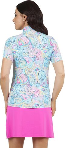 IBKUL Athleisure Wear Sun Protective UPF 50+ Icefil Cooling Tech Mariel Print Short Sleeve Mock Neck – 17483 in Saudi Arabia