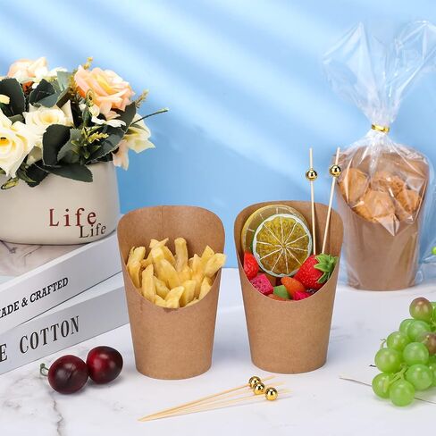 14 oz Disposable Drinking Cups - Set of 150 with 100 Clear Bags, Twist Ties, Cocktail Picks for Parties, Family Meals, Candy, Popcorn Supplies in Saudi Arabia