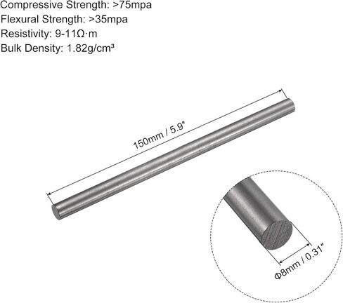 PATIKIL Graphite Rod Graphite Stirring Rod Cylinder Stick Carbon Rod 150x6mm Black for Electrode, Melting Casting, Crucibles, Pack of 3 in Saudi Arabia