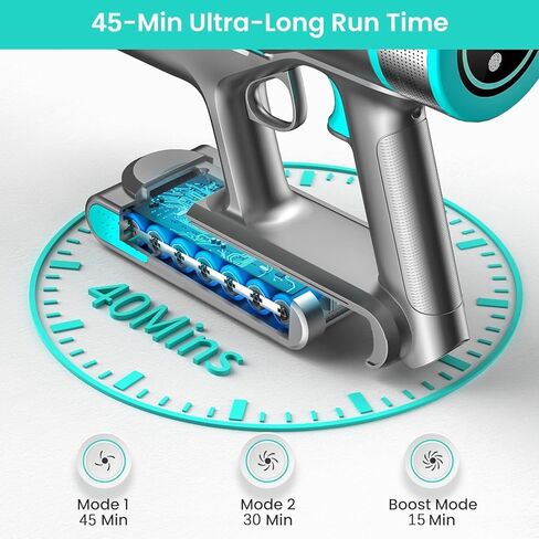 مكنسة كهربائية لاسلكية من Belife BVC11، مكنسة كهربائية بقدرة 450 وات 38 كيلو باسكال مع وقت تشغيل 45 دقيقة، محرك بدون اهتزاز 130000 دورة في الدقيقة، مكانس كهربائية قوية للسجاد المنزلي المصنوع من الخشب الصلب وشعر الحيوانات الأليفة in Kuwait