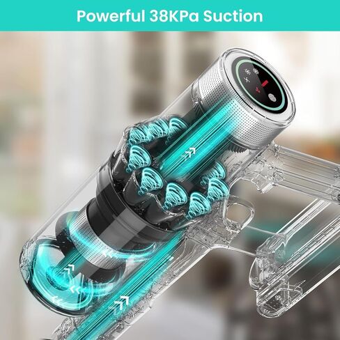 مكنسة كهربائية لاسلكية من Belife BVC11، مكنسة كهربائية بقدرة 450 وات 38 كيلو باسكال مع وقت تشغيل 45 دقيقة، محرك بدون اهتزاز 130000 دورة في الدقيقة، مكانس كهربائية قوية للسجاد المنزلي المصنوع من الخشب الصلب وشعر الحيوانات الأليفة in Kuwait