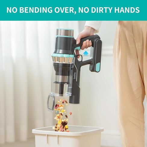 مكنسة كهربائية لاسلكية من Belife BVC11، مكنسة كهربائية بقدرة 450 وات 38 كيلو باسكال مع وقت تشغيل 45 دقيقة، محرك بدون اهتزاز 130000 دورة في الدقيقة، مكانس كهربائية قوية للسجاد المنزلي المصنوع من الخشب الصلب وشعر الحيوانات الأليفة in Kuwait