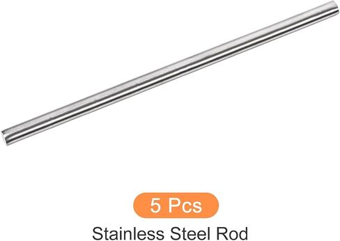 304 Stainless Steel Solid Round Rod, [for Drift Punches Various Shaft DIY Craft Model Plane Model Ship Model Cars] - 6mmx200mm / Silver Tone / 5 Pcs in Saudi Arabia