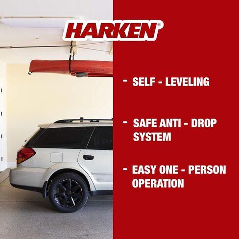 HARKEN - Kayak Overhead Garage Storage Hoist, Self-Leveling, Safe Anti-Drop System, Easy One-Person Operation, Smart Garage Organization in Saudi Arabia