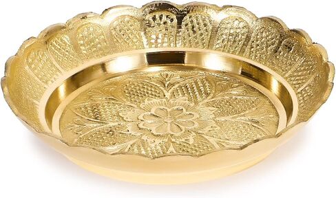 Decorative Indian Brass Plate Potpourri Plates Puja Plate (Prayer Plates) Diameter 12.7 cm Height 2.5 cm in Kuwait