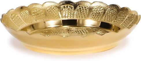 Decorative Indian Brass Plate Potpourri Plates Puja Plate (Prayer Plates) Diameter 12.7 cm Height 2.5 cm in Kuwait