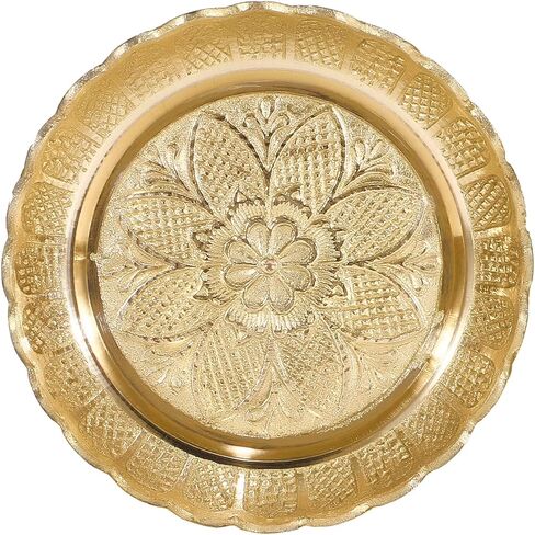 Decorative Indian Brass Plate Potpourri Plates Puja Plate (Prayer Plates) Diameter 12.7 cm Height 2.5 cm in Kuwait