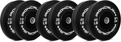 مجموعات ألواح الصدمات الأولمبية من Iron Crush - أوزان مطاطية ممتازة لتدريب القوة - متوافقة مع أثقال مقاس 2 بوصة in Kuwait