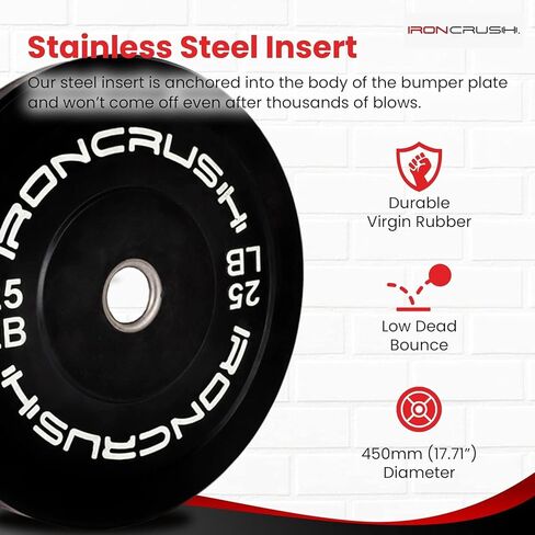 مجموعات ألواح الصدمات الأولمبية من Iron Crush - أوزان مطاطية ممتازة لتدريب القوة - متوافقة مع أثقال مقاس 2 بوصة in Kuwait