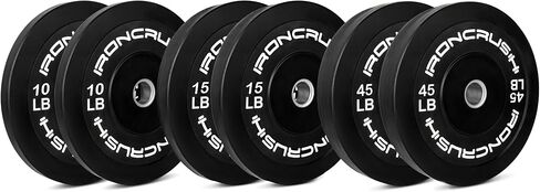 مجموعات ألواح الصدمات الأولمبية من Iron Crush - أوزان مطاطية ممتازة لتدريب القوة - متوافقة مع أثقال مقاس 2 بوصة in Kuwait
