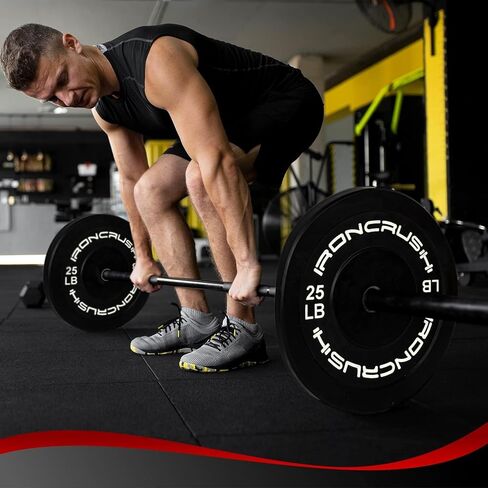 مجموعات ألواح الصدمات الأولمبية من Iron Crush - أوزان مطاطية ممتازة لتدريب القوة - متوافقة مع أثقال مقاس 2 بوصة in Kuwait
