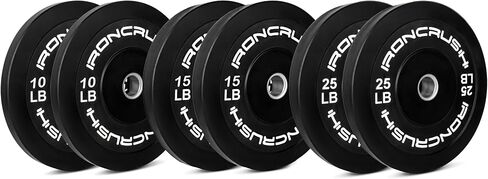 مجموعات ألواح الصدمات الأولمبية من Iron Crush - أوزان مطاطية ممتازة لتدريب القوة - متوافقة مع أثقال مقاس 2 بوصة in Kuwait