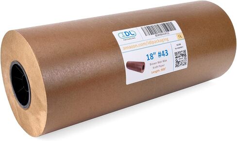 IDL Packaging 18" x 900' Brown Wet Wax Paper Roll - Food-Safe Wax Extra Water Resistant Paper - Waxed Freezer/Butcher Paper for Meat and Fish - Packing, Storing, Transportation, Freezing Food in Saudi Arabia