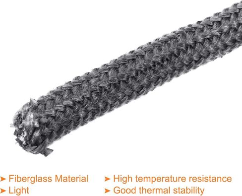 PATIKIL 6.57ftx1" Wood Stove Gasket Rope, Fiberglass Round Braided Rope High-Temperature Stove Gasket Seal for Boiler Furnace Oven Kiln Casting, Black in Saudi Arabia