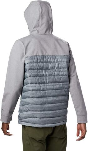 Columbia Men’s Powder Lite Hybrid Hooded Winter Jacket, Water repellent, 3X, City Grey Heather Stripe Print in Saudi Arabia
