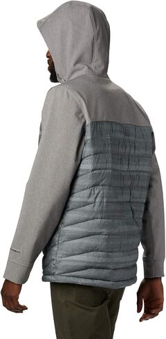 Columbia Men’s Powder Lite Hybrid Hooded Winter Jacket, Water repellent, 3X, City Grey Heather Stripe Print in Saudi Arabia