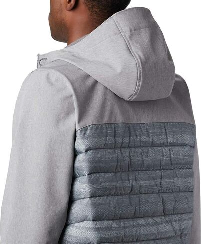 Columbia Men’s Powder Lite Hybrid Hooded Winter Jacket, Water repellent, 3X, City Grey Heather Stripe Print in Saudi Arabia