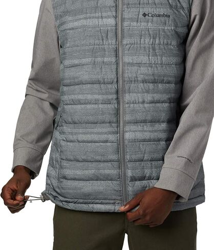 Columbia Men’s Powder Lite Hybrid Hooded Winter Jacket, Water repellent, 3X, City Grey Heather Stripe Print in Saudi Arabia