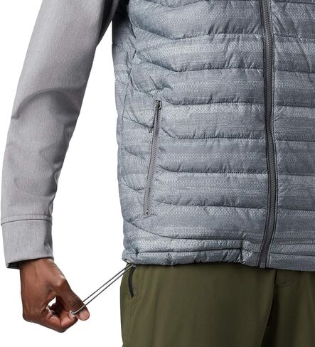 Columbia Men’s Powder Lite Hybrid Hooded Winter Jacket, Water repellent, 3X, City Grey Heather Stripe Print in Saudi Arabia