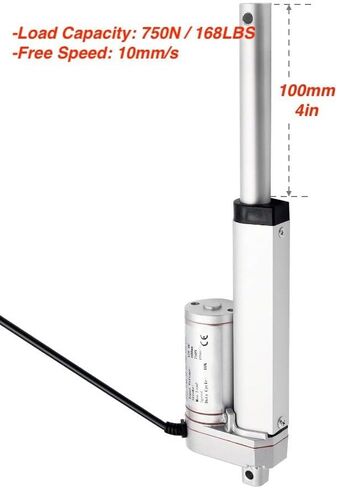 750N / 168LBS المحرك الخطي 12 فولت تيار مستمر 4 بوصة محرك الحركة الخطية السكتة الدماغية، محرك المحرك الخطي Zikepa لرفع منصة أتمتة المنزل الزراعي الصناعي، توقف مجاني in Kuwait