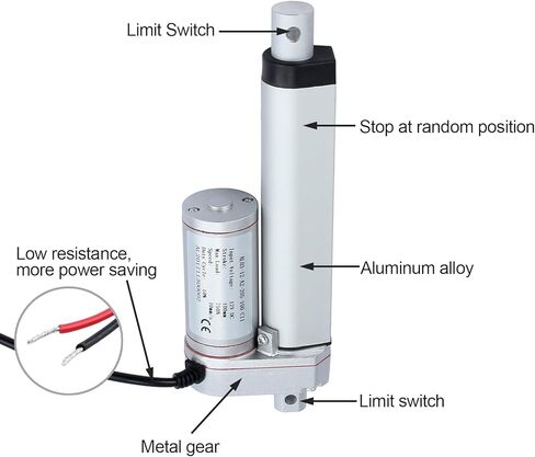 750N / 168LBS المحرك الخطي 12 فولت تيار مستمر 4 بوصة محرك الحركة الخطية السكتة الدماغية، محرك المحرك الخطي Zikepa لرفع منصة أتمتة المنزل الزراعي الصناعي، توقف مجاني in Kuwait