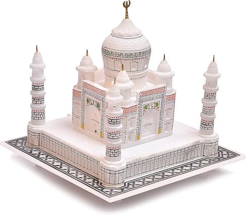 آثار من الرخام 6 بوصة تاج محل محل نسخة طبق الأصل من مجموعة تذكارية أجرا الهندية | رخام تاج محل مصنوع يدويًا ديكور منزلي هدية حب بناء مصغر وفن معماري موغال لتدفئة المنزل in Kuwait