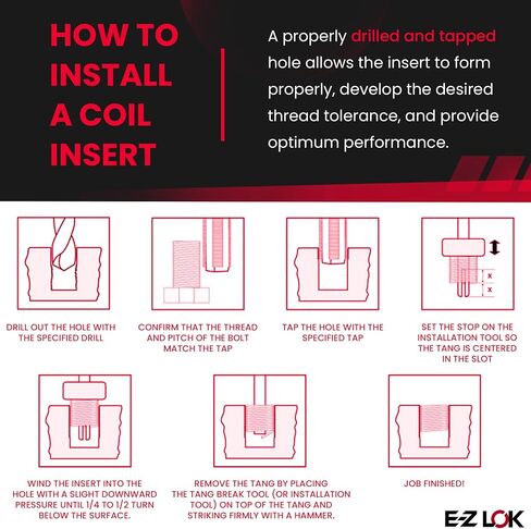 E-Z LOK Coil Threaded Insert for Metal 18-8 Stainless Steel Helical Wire Thread Insert 3/8-16 Internal Threads, 0.750" Length, Pack of 10 in Saudi Arabia