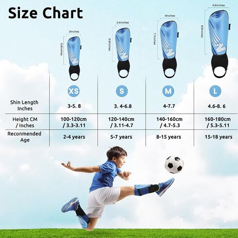 Shin Guards Soccer Youth Kids - Shin Guard for Toddler Boys Girls Teenagers 2-18 Years Old with Ankle Sleeves Protection - Football Shin Pads Equipment with Adjustable Strap in Saudi Arabia