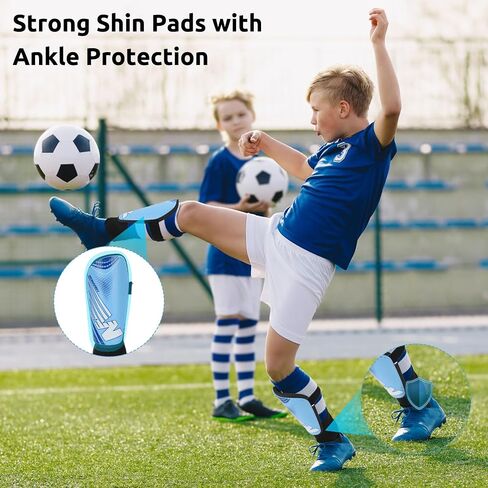 Shin Guards Soccer Youth Kids - Shin Guard for Toddler Boys Girls Teenagers 2-18 Years Old with Ankle Sleeves Protection - Football Shin Pads Equipment with Adjustable Strap in Saudi Arabia