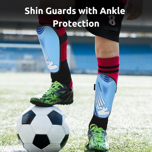 Shin Guards Soccer Youth Kids - Shin Guard for Toddler Boys Girls Teenagers 2-18 Years Old with Ankle Sleeves Protection - Football Shin Pads Equipment with Adjustable Strap in Saudi Arabia