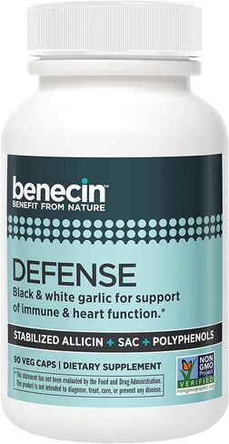 Defense 1500 mcg Stabilized Allicin per Capsule | Plus high Amounts of SAC & Polyphenols from Black Garlic | Powerful Support of Immune & Heart Function Vegetarian Caps (90) in Saudi Arabia