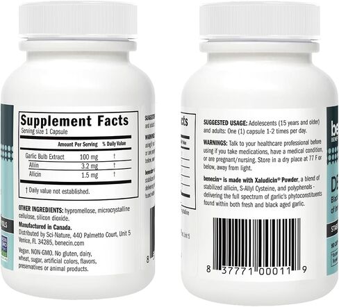 Defense 1500 mcg Stabilized Allicin per Capsule | Plus high Amounts of SAC & Polyphenols from Black Garlic | Powerful Support of Immune & Heart Function Vegetarian Caps (90) in Saudi Arabia