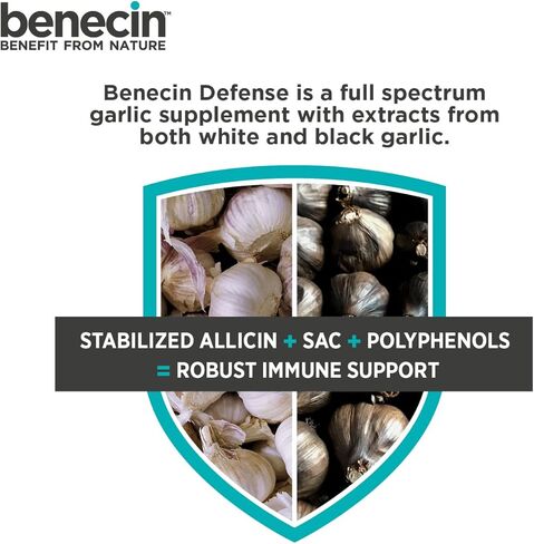 Defense 1500 mcg Stabilized Allicin per Capsule | Plus high Amounts of SAC & Polyphenols from Black Garlic | Powerful Support of Immune & Heart Function Vegetarian Caps (90) in Saudi Arabia